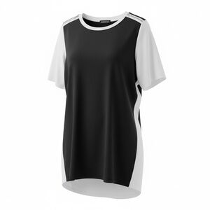 CONTEXT XL Black White Colorblocked Tunic Silver Zippers R $68 NWT